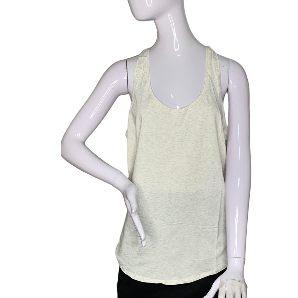 CRZ YOGA NWOT Racer Back Tank Top Soft Pima Cotton Cream Gray Space Dye Size 14